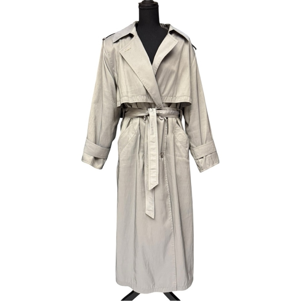 Vintage Forecaster of Boston Long Trench Coat Gray Belted Fleece Lined Removable